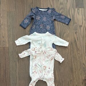 Carter's Navy Floral & White Printed Footed Baby One-Piece Set